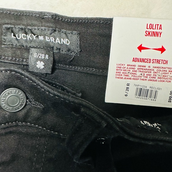 NWT Lucky Brand Lolita Mid Rise Skinny Jeans Black Size 28 or 6 - Picture 4 of 6